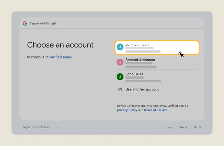 Google offers to choose an account