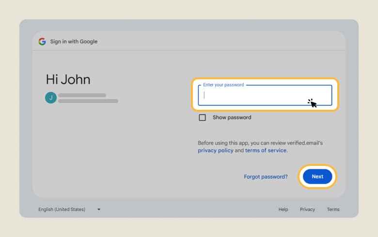 Google account password