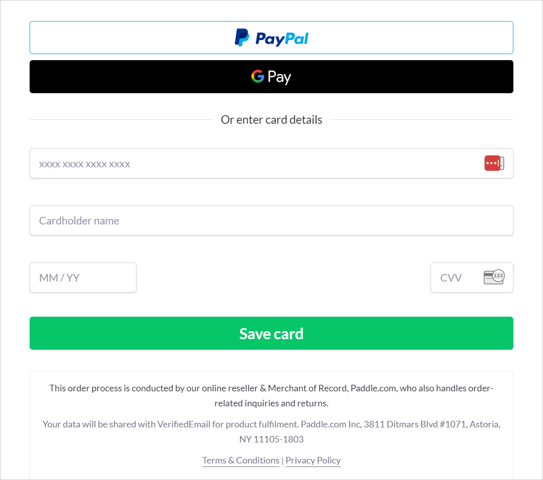 Pay via PayPal, Google Pay, or credit card