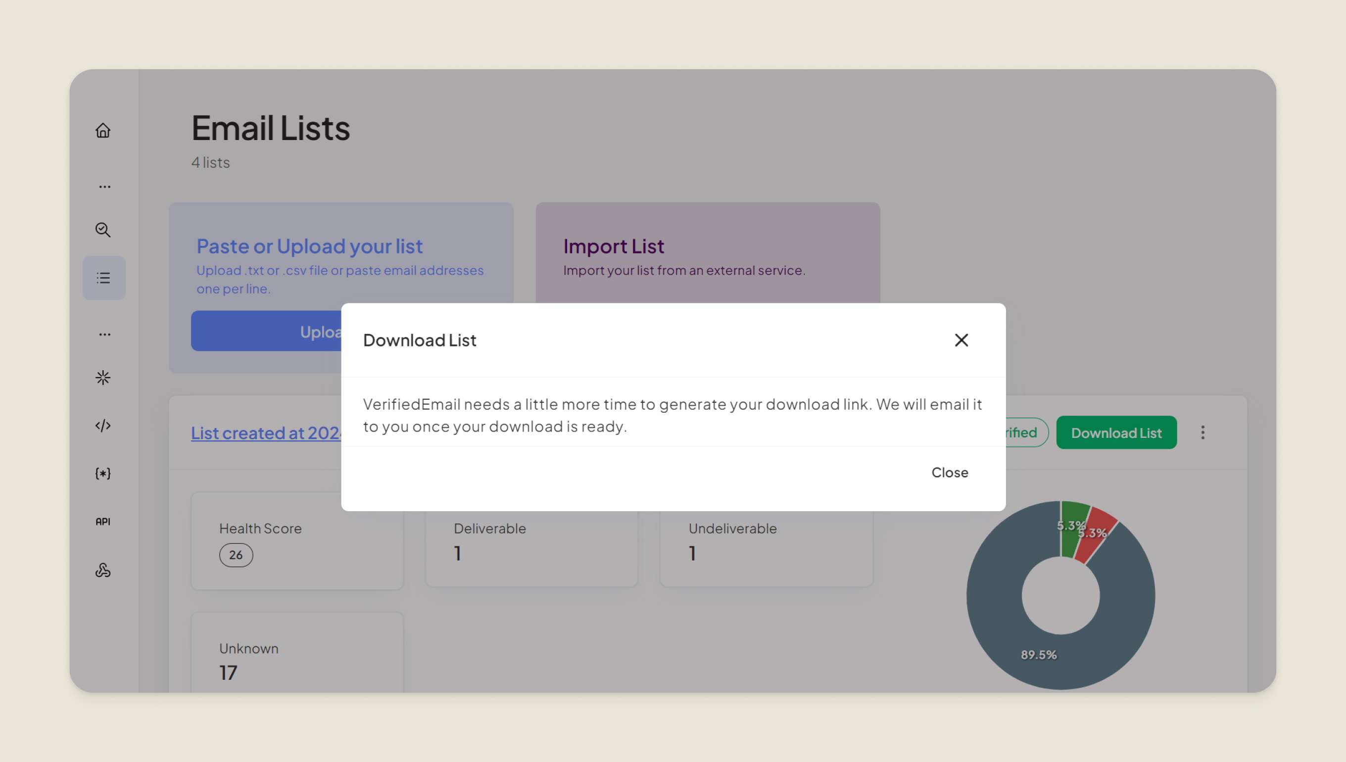 Click Download List to initiate the download