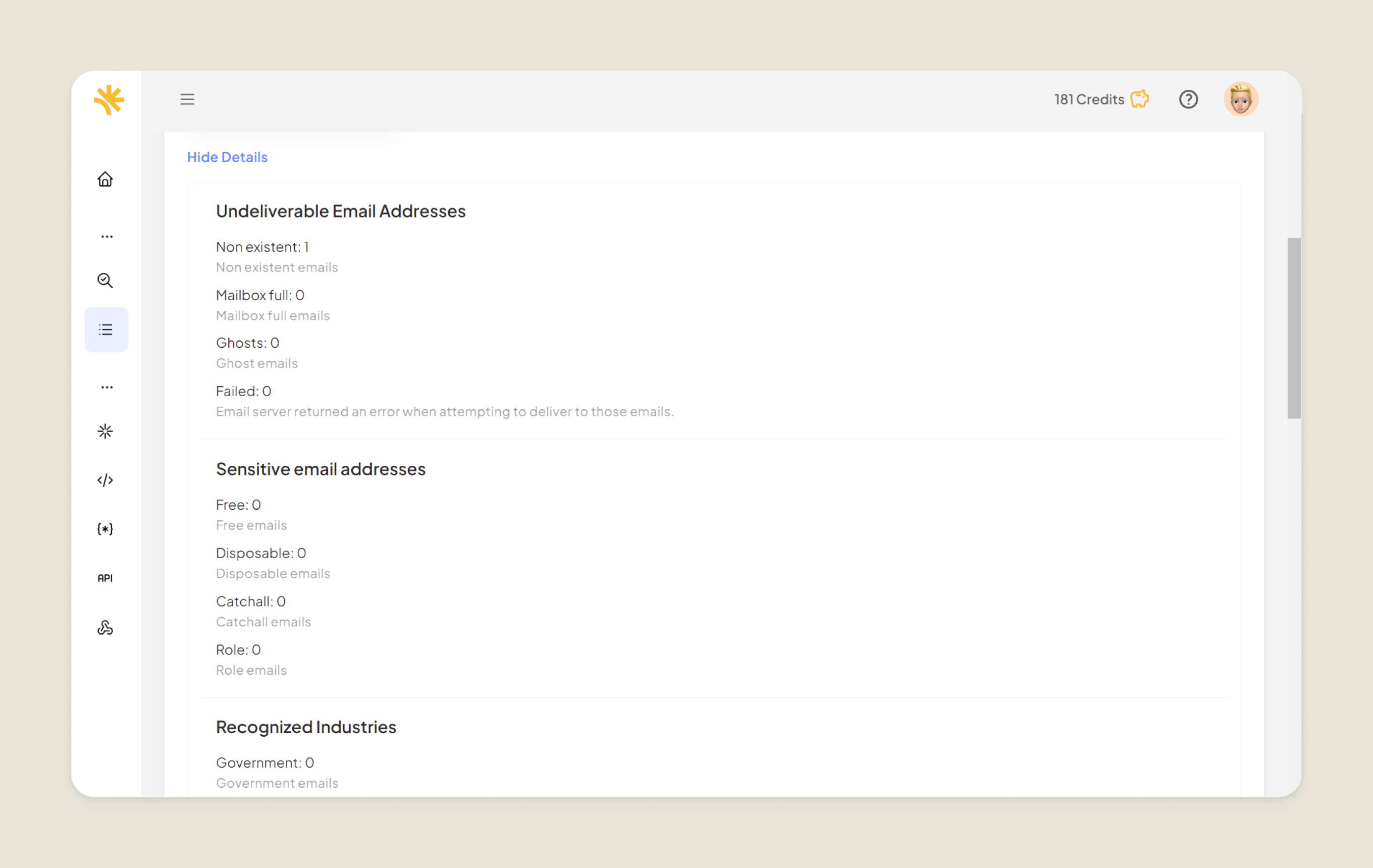 Detailed information about the list