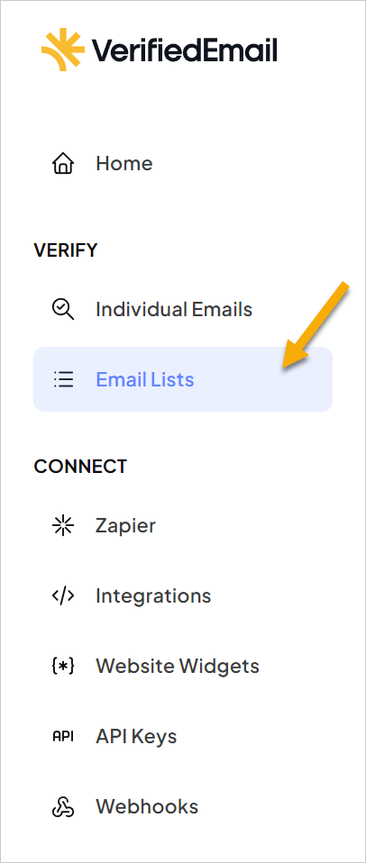 Click Email Lists in the left-hand navigation menu