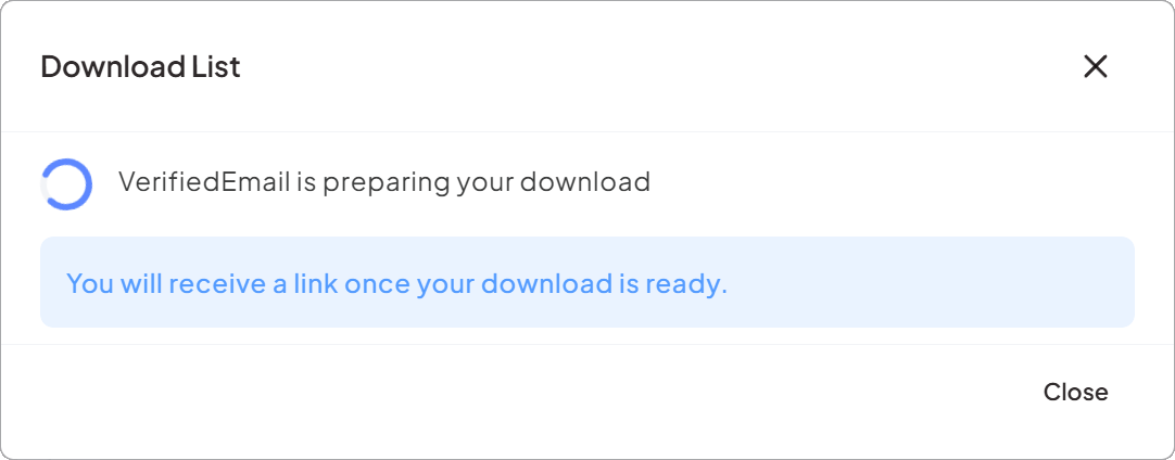 VerifiedEmail begins preparing your download