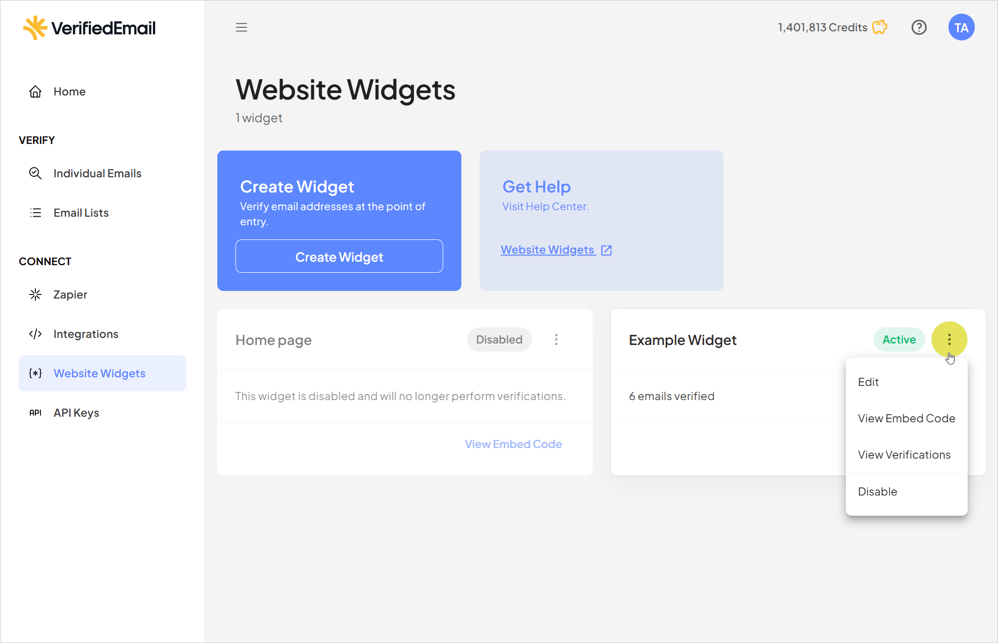 Editing Website Widgets