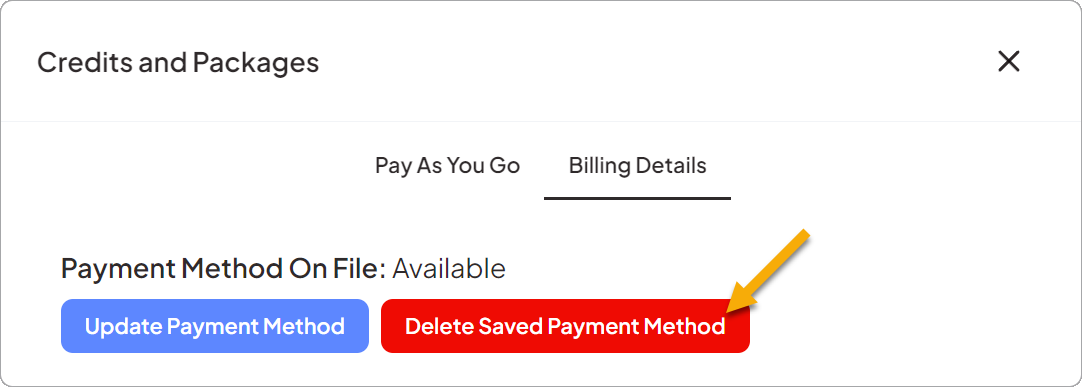 Click Delete Saved Payment Method