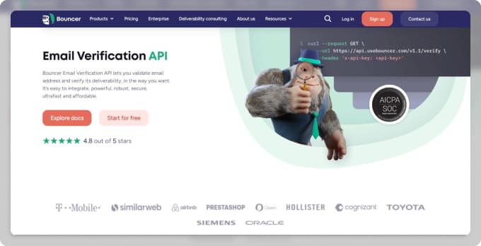 API supports bulk calls with progress tracking and webhooks