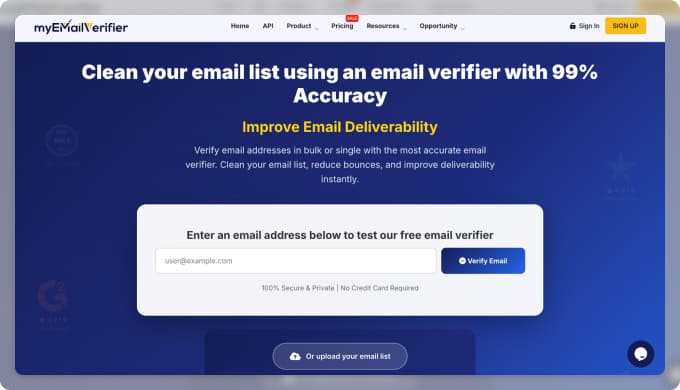 MyEmailVerifier offers easy bulk email verification for marketers