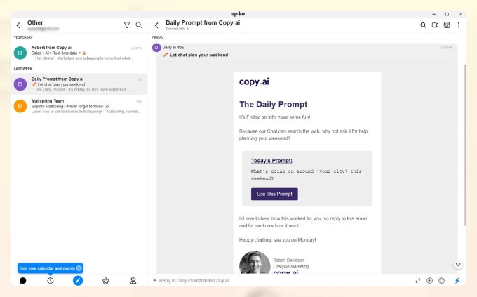 Spike email client designed for chat-like messaging