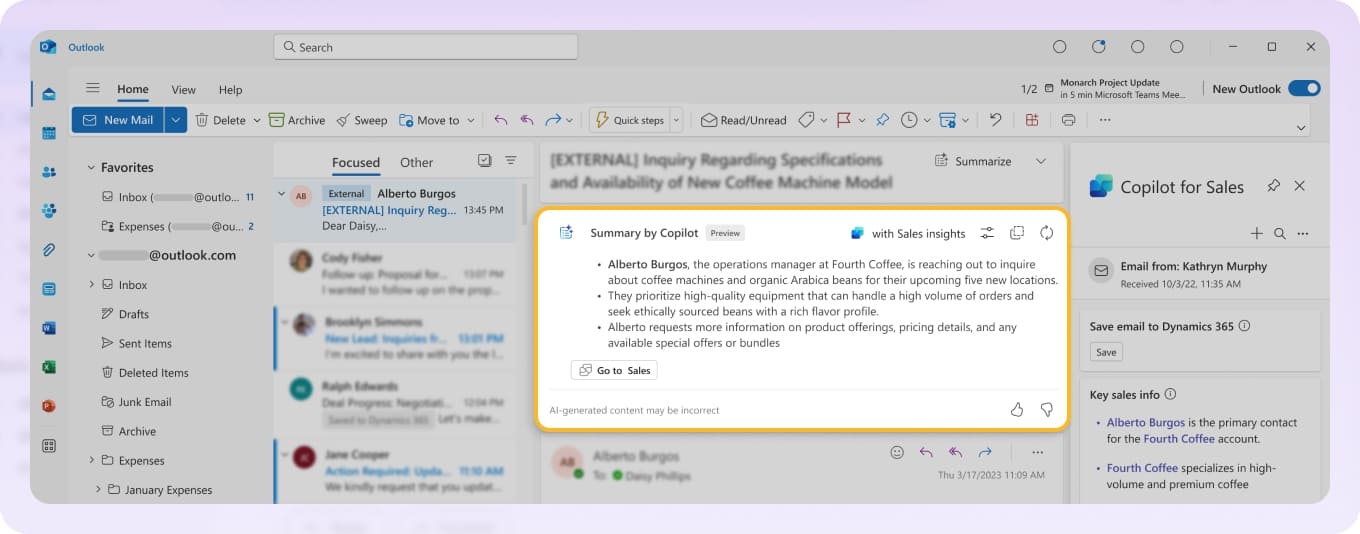 Microsoft Outlook email client for mobile and desktop