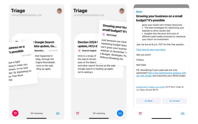 Triage stands apart by skipping the long list of flashy features and third-party integrations. Instead, it gives you a stripped-down experience built to clear new email as quickly as possible.