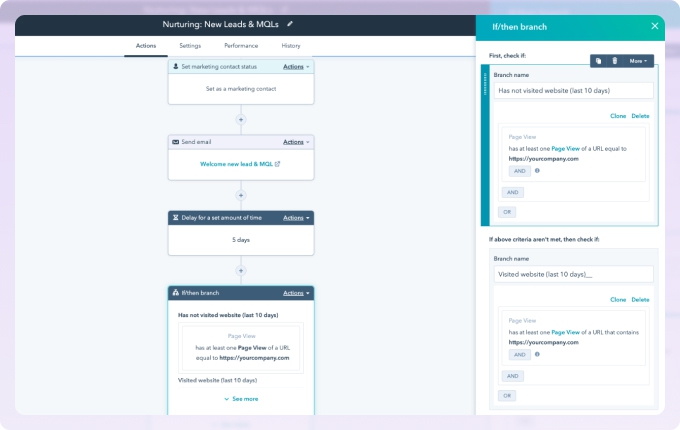 HubSpot CRM with email automation and lead enrichment tools
