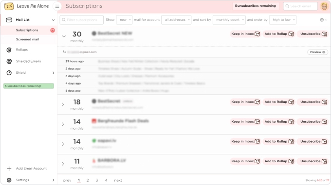 Leave Me Alone web app for unsubscribing from email lists