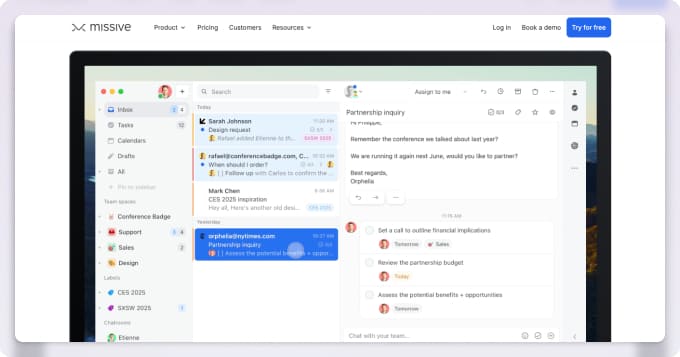 Missive collaborative inbox tool with ticketing features