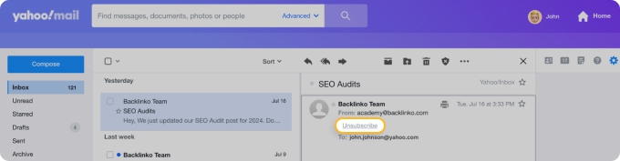 Yahoo list-unsubscribe header