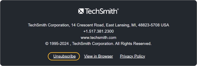 Unsubscribe link located at the bottom of an email